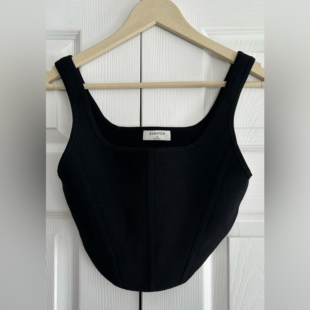 Babaton black knit sleeveless crop top size medium